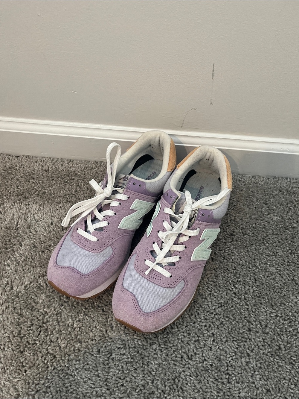 New Balance Women's Lavender and Mint 574 Athletic Sneakers